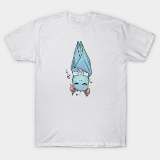 light blue cute bat sleeping upside down T-Shirt